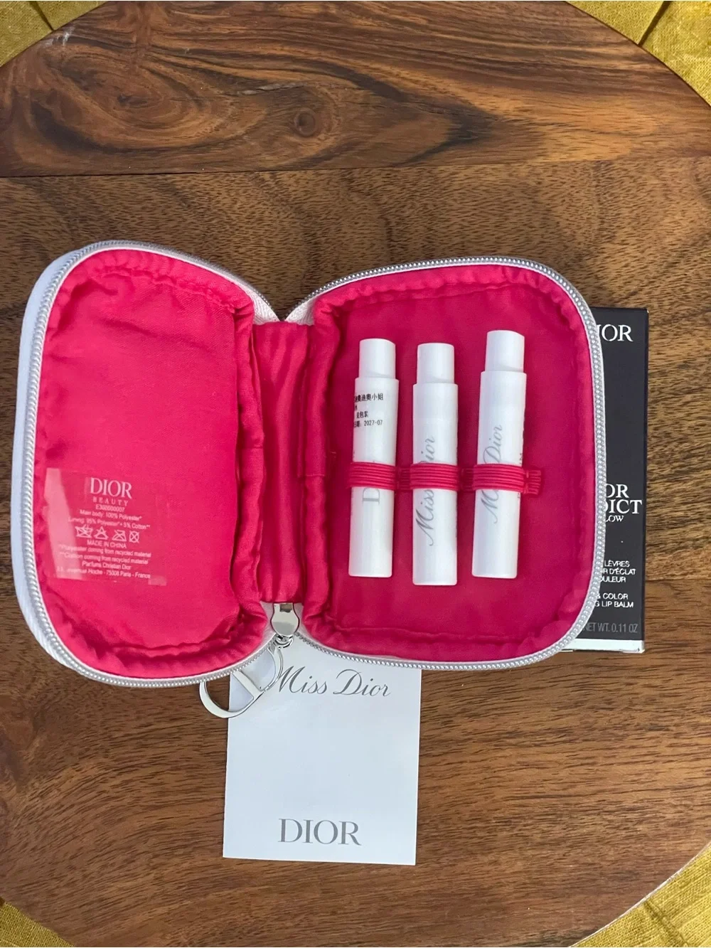 Dior Miss Dior White Pouch with Red Logo & Dior Addict Lip Glow